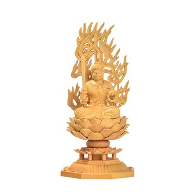 Hanro Art Carving Buddhist Buddhist Altar Boxwood Wood Lotus Flame Year of the Protective Protection from Evil H X W X Statue, Acala, Statue, Carving,