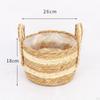 Woven Planter Basket Plant Pot Cover Decorative Wrap Organizer with Liner Handles for Yard