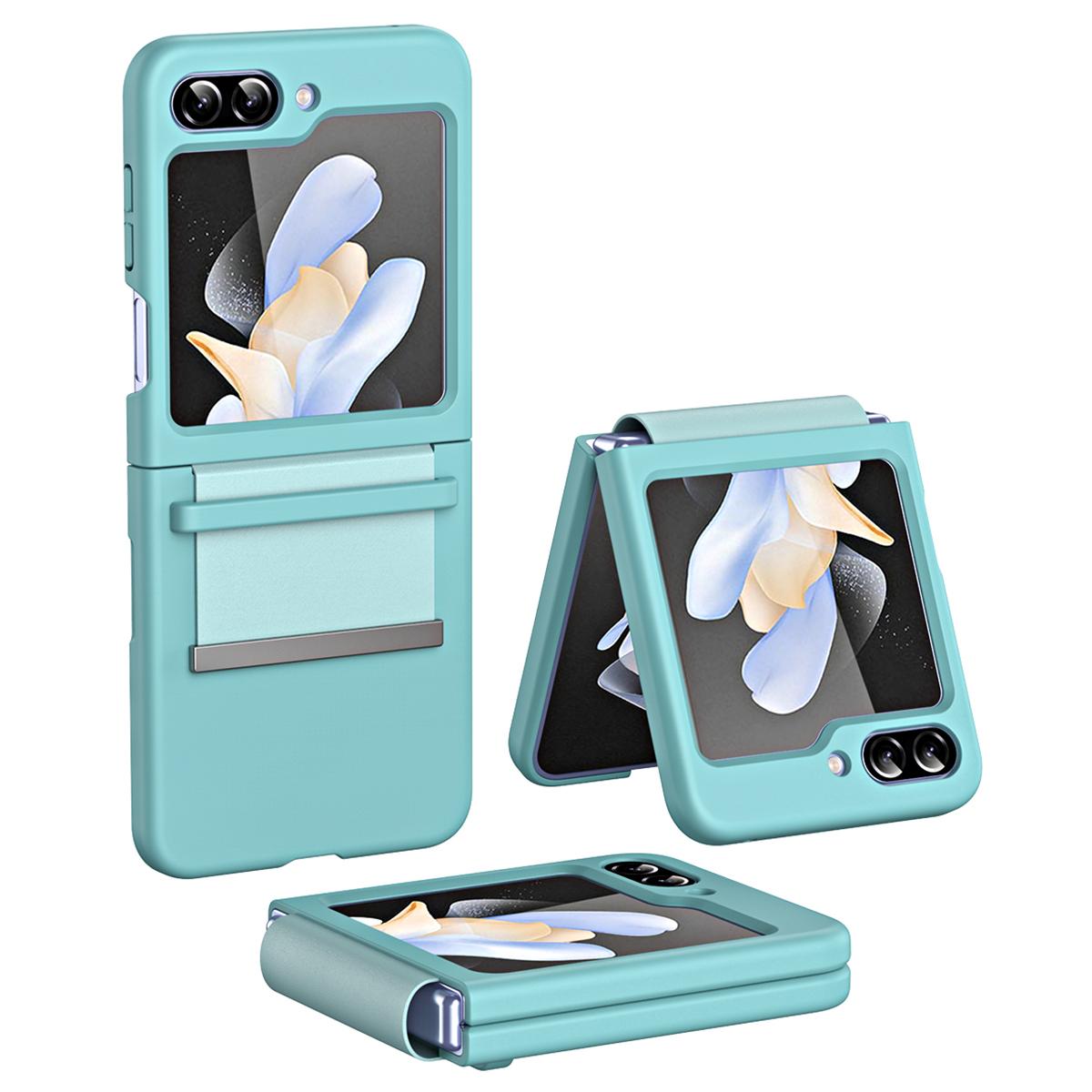 

For Samsung Galaxy Z Flip7 FE 5G/Z Flip6 5G/Z Flip5 5G Hard PC Phone Case Retractable Strap Hinge Protection Phone Cover Green