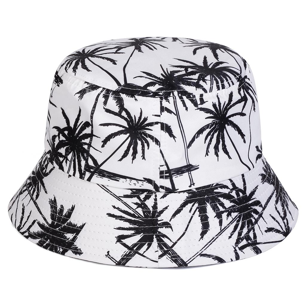 Unisex Coconut Tree Print Personality Bucket Hats Fishermen Caps Outdoor Casual Cap Sunscreen Hat