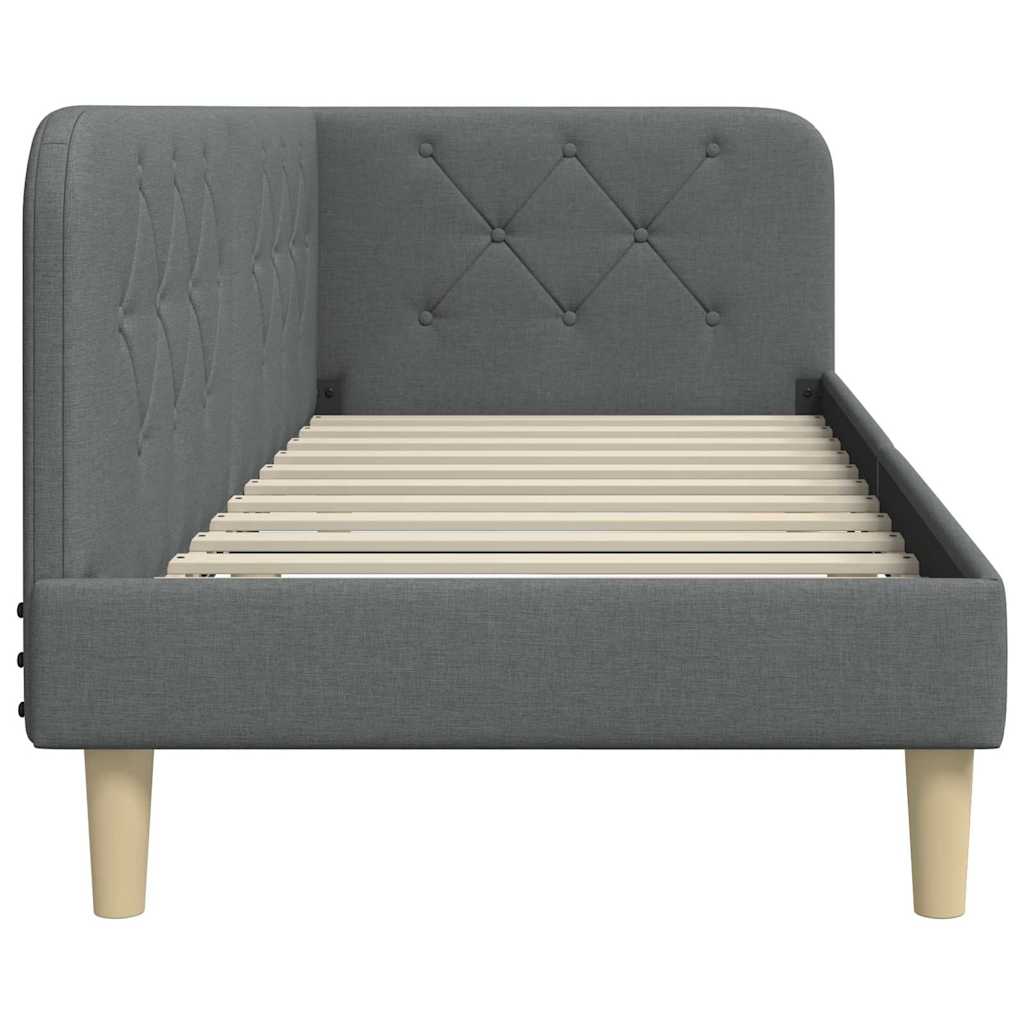 Corner Bed Frame Dark Grey 80 X 200 Cm Fabric