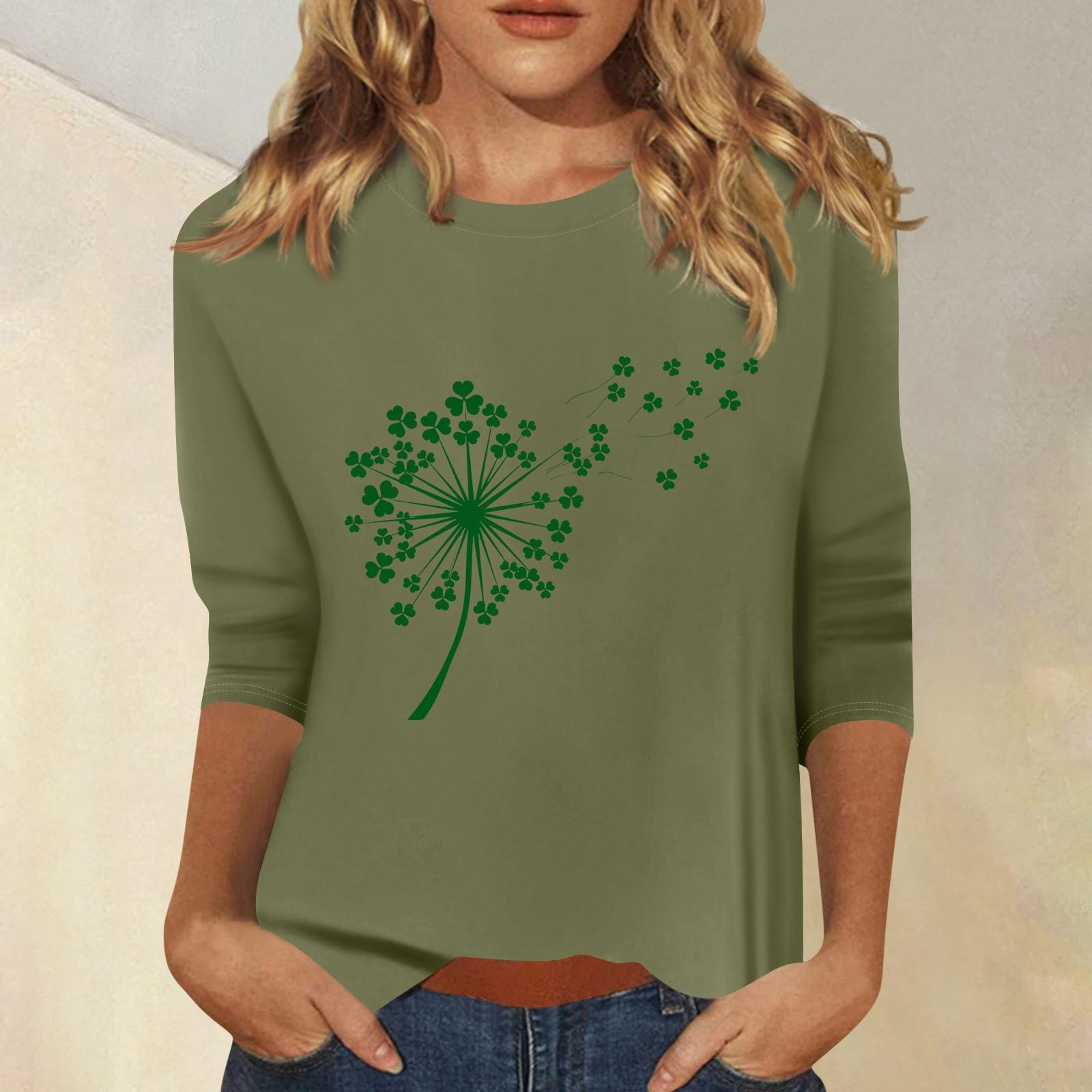 

Женская мода повседневный принтованный топ с семью рукавами и круглым вырезом XL