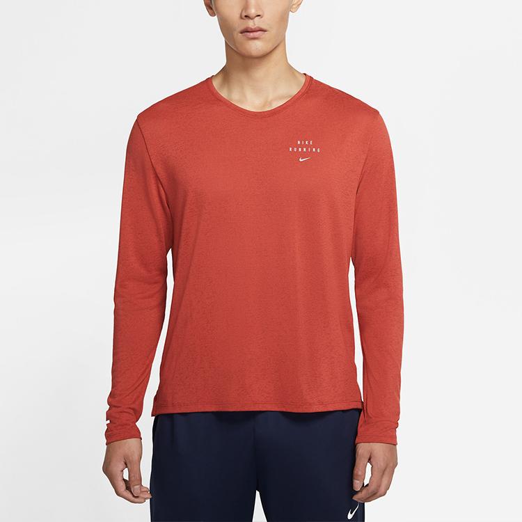 Nike Lightweight Quick-Dry Long Sleeve Running Top Men Tops Orange CU7879-895