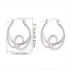 1Pair Sterling Silver Knot Hoop Earrings - Unique Twisted Line Design, Hypoallergenic Korean-Japanese Style, Fashion Jewelry Gifts For Daily Wear