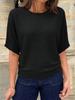 Womens Boat Neck Batwing Knit Top Short Sleeve Lightweight Summer Sweater