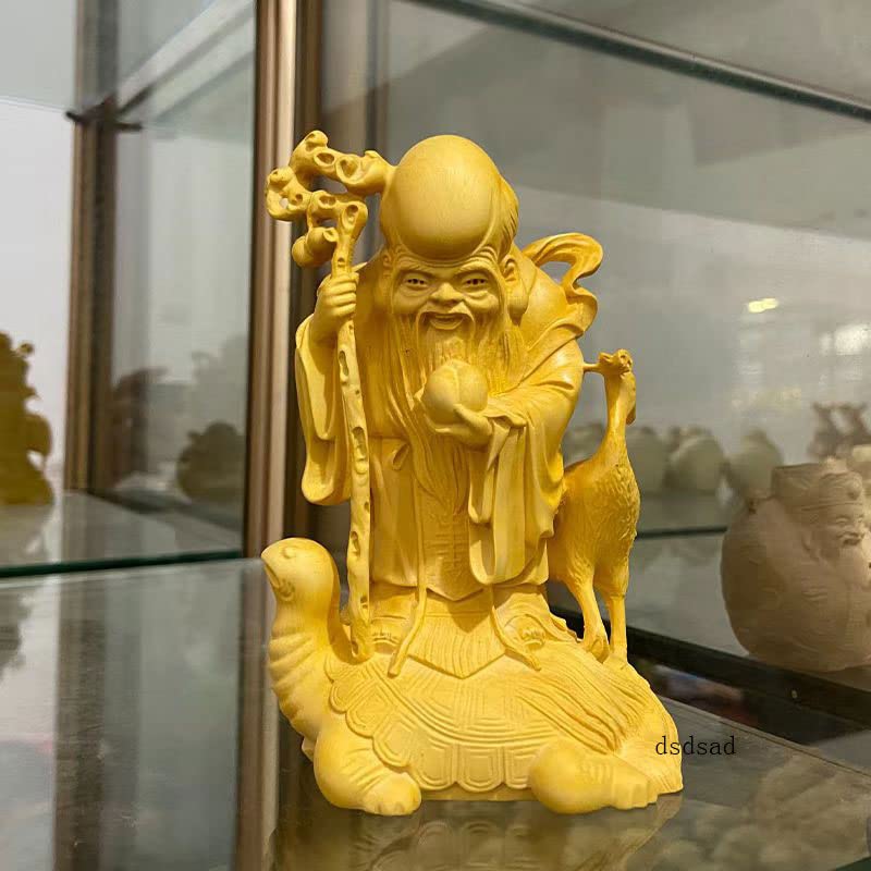 Wooden Buddha one of the Seven Lucky Brings Good Fortune and Fortune Wooden Buddha Statue high x 8cm Carved Buddha Wood Buddha Statue Statue,