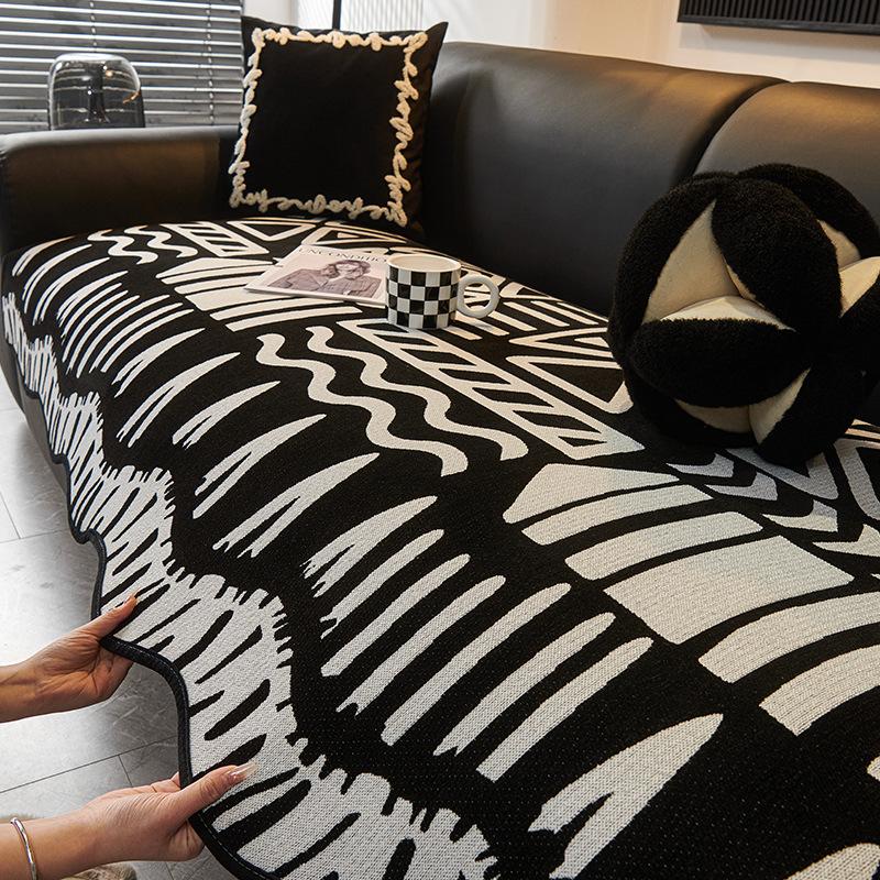 Special-Shaped Black Sofa Cushion Universal In All Seasons  New Seat Cushion Fixed Non-Slip Light Luxury High-End Sofa Cover