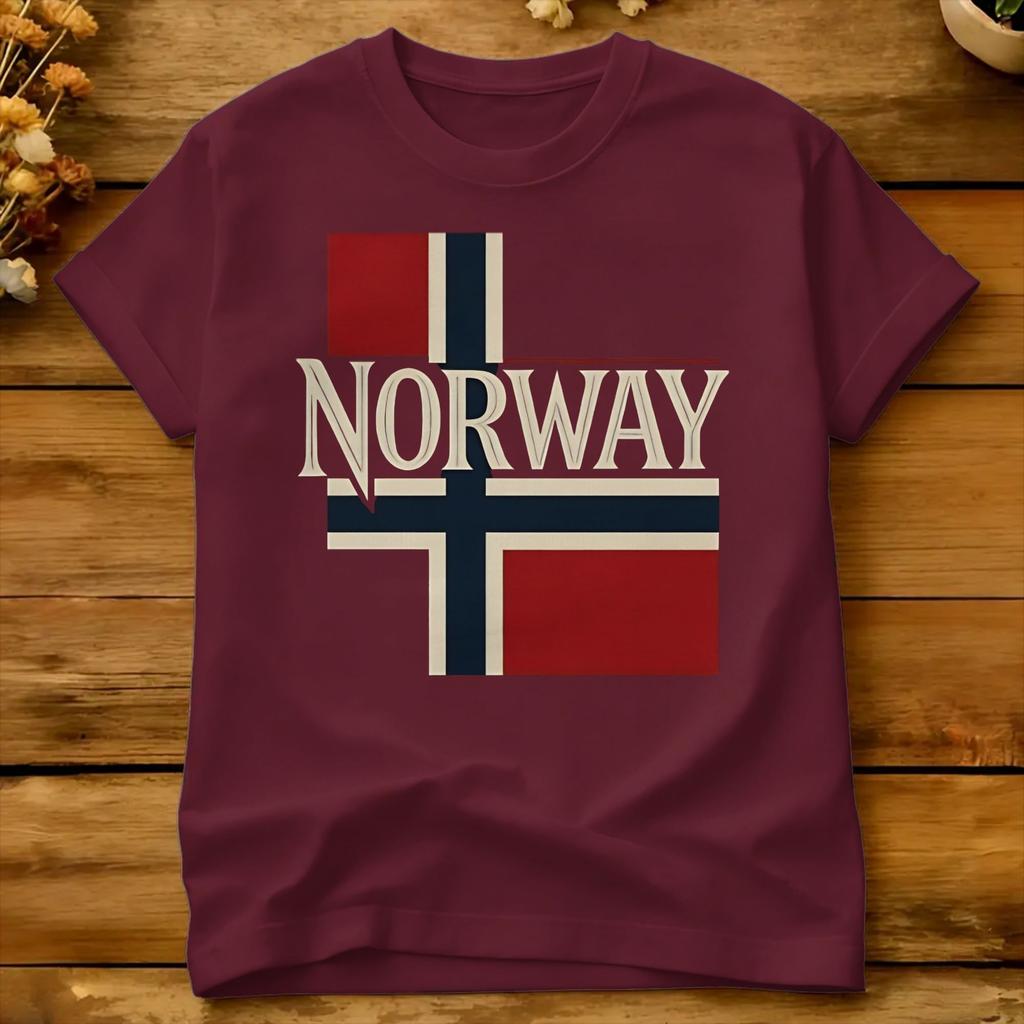 Norway Flag Design TShirt Unisex Y2k Basic TShirts Summer ONeck Harajuku Tees Hot Sale Big Size Tops