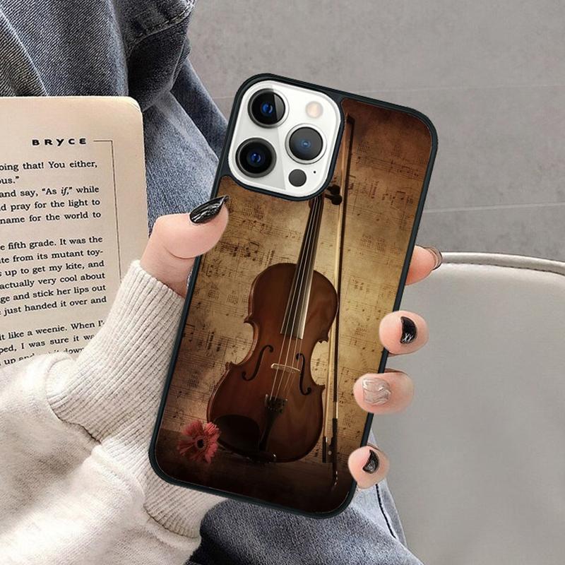 Violin and Musical Note Phone Case for iPhone 17 Air 16 16e 15 Plus for Apple 13 11 12 14 Pro Max Cover coque Shell