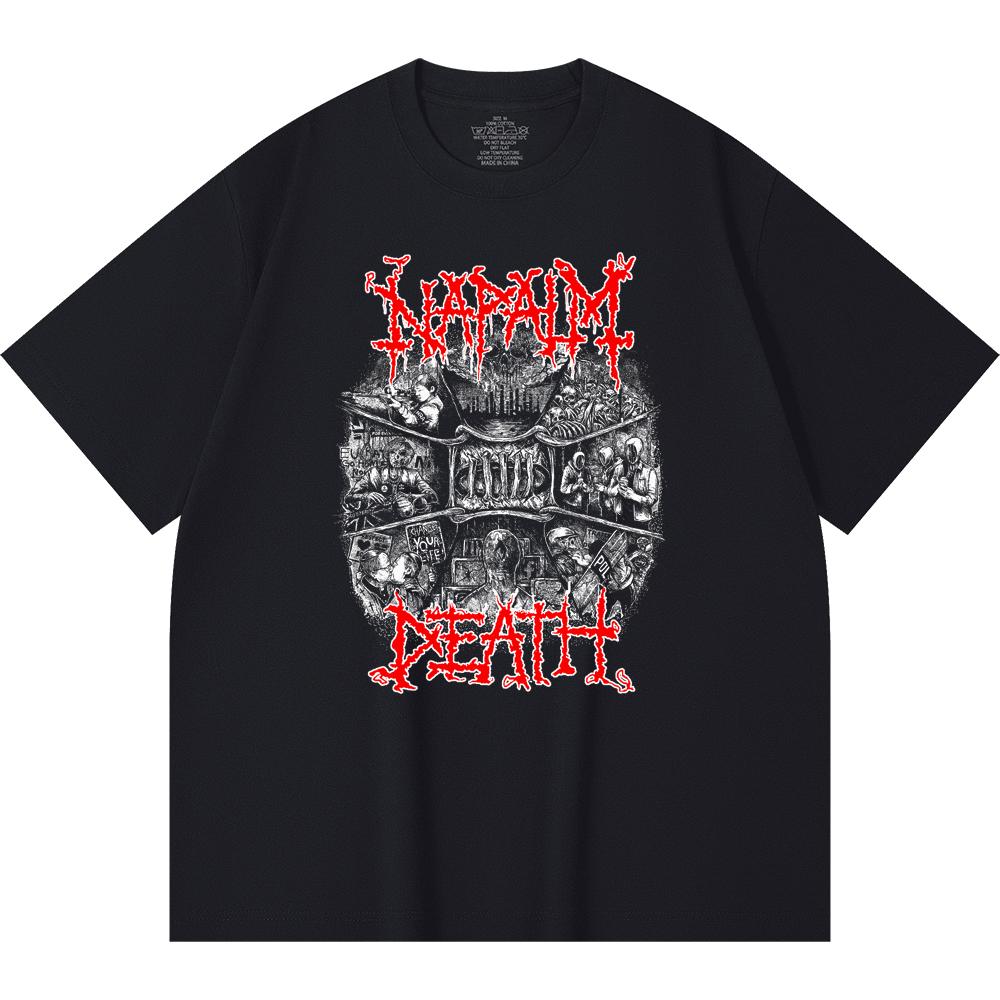 230 g/m² 100% Baumwolle Heavy Metal T-Shirt Rockband Beliebte Musik Druck Unisex Schweres Baumwoll-T-Shirt