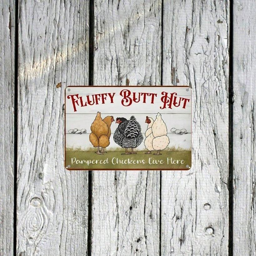 Metal wall art, 3D chicken coop poster, rustic farmhouse kitchen decor