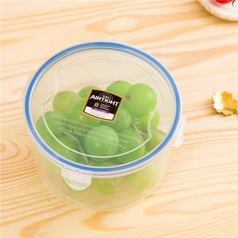 Food-Grade Plastic Bento & Lunch Box Set - Sealed, Fresh-Keeping, Round Storage for Fruit & Meals
