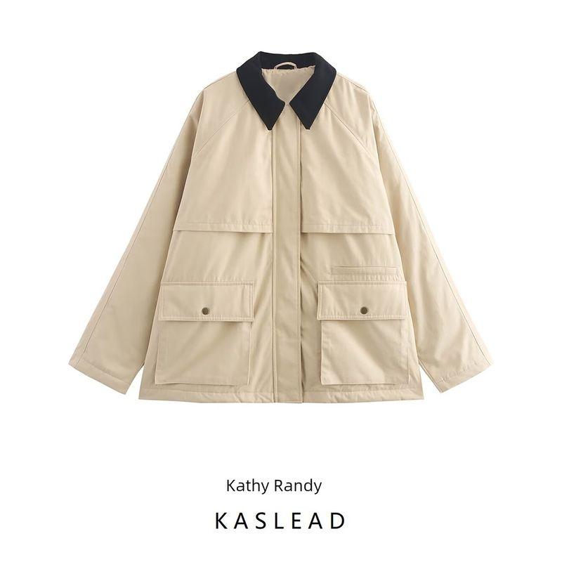 Kaslead New Arrival Women's Clothing Fashion Style Fashion Corduroy Collar Cotton Jacket Outwear 4749736