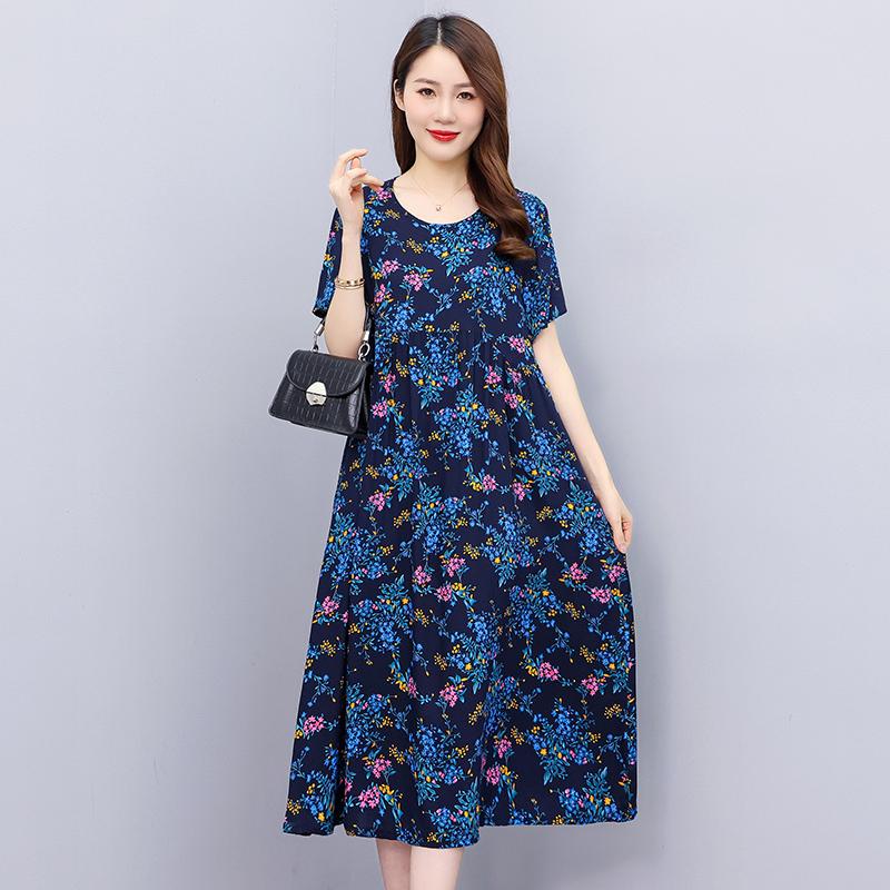 Casualowe letnie sukienki damskie z krótkim rękawem Eleganckie długie sukienki dla pań