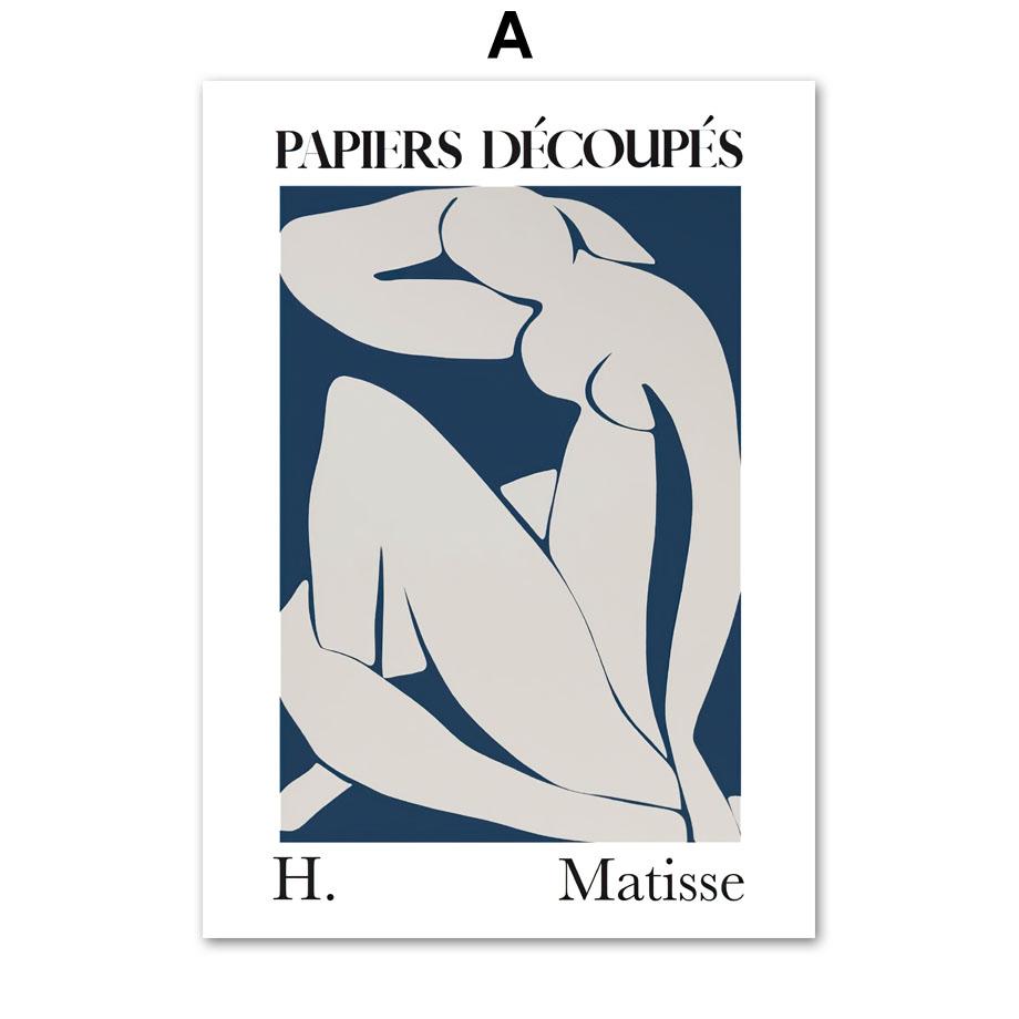 Navy Blue Abstract Matisse William Morris Wall Art Print Canvas Painting France Flower Nordic Posters Decor Pictures Living Room