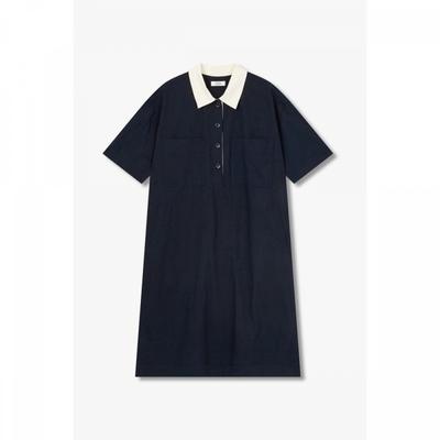 Short Sleeve Dress Color Block Collar Neck 9176241983