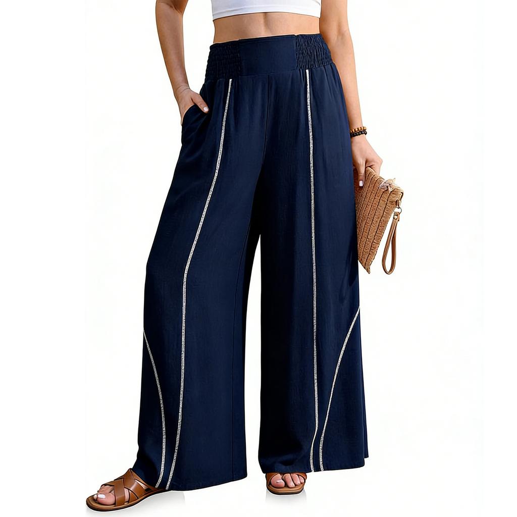 Pantaloni Larghi Casual e alla Moda da Donna con Tasche