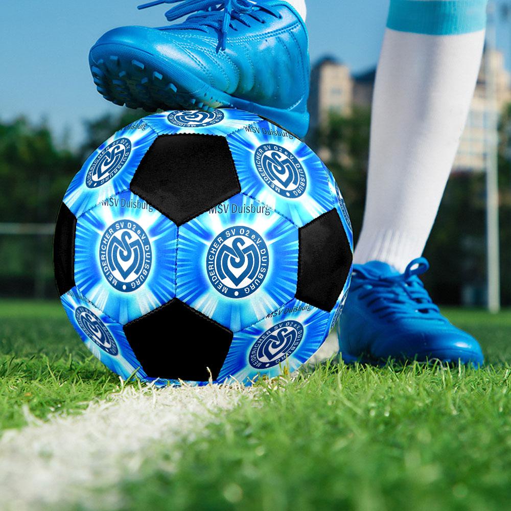 Pallone da Calcio MSV Duisburg Misura 5 Colorato Cucito a Macchina PVC Pronto per la Competizione Resistente Ad Alto Rimbalzo