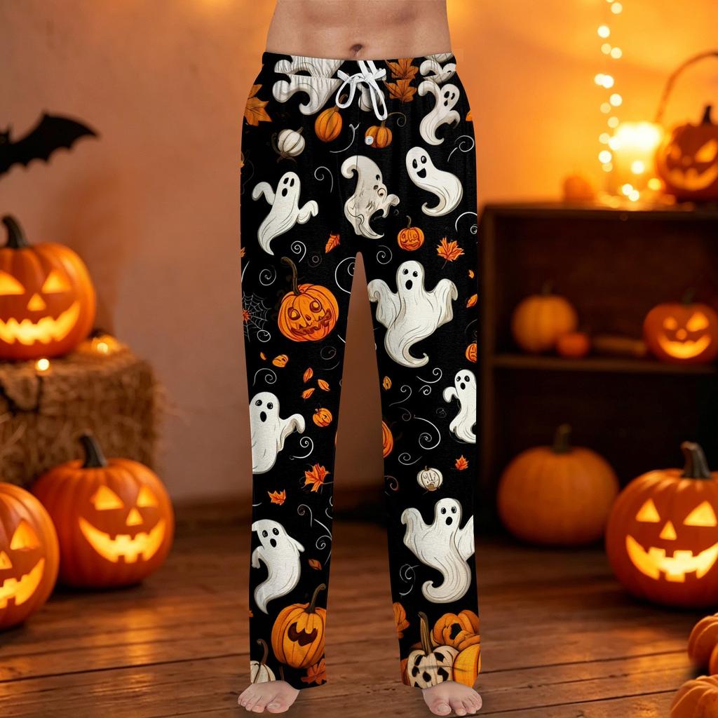 Men's Halloween Printed Drawstring Lounge Pants Casual Sleepwear Relaxed Fit Soft Fabric Comfortable Waistband