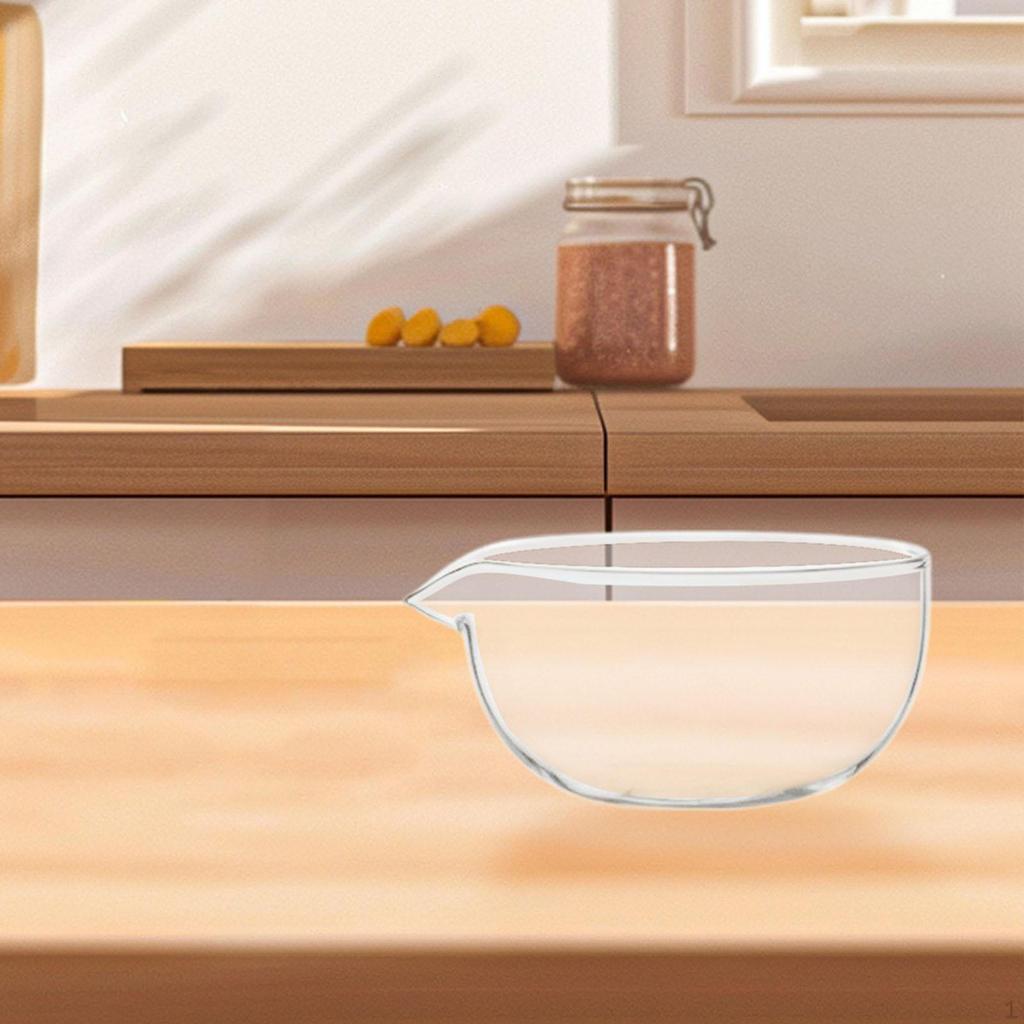 Glass Matcha Bowl Chawan with Pouring Spout Unique Handmade Traditional Mixer Tea for