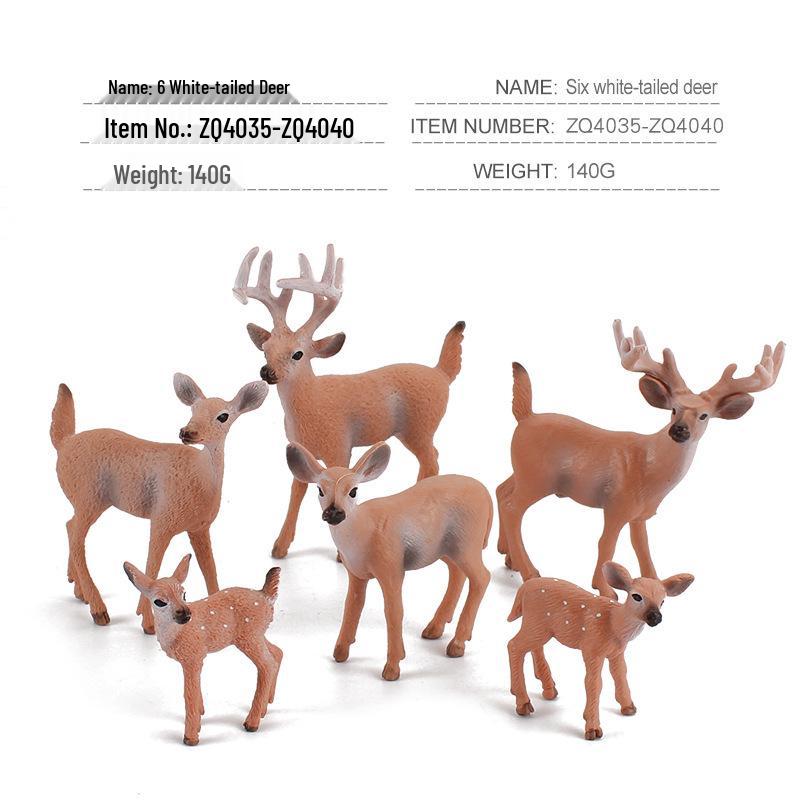 Children's Cognitive Forest Animal Deer Set: White-tailed Deer Fawn Ornaments & Figurines