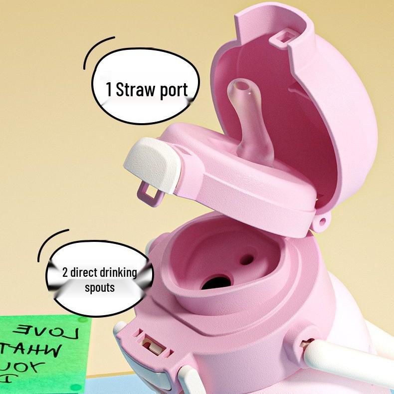 High-Quality Cartoon Thermos Cup with Straw
