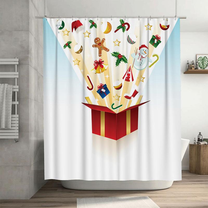 

TU Shower Curtain Christmas Santa Claus Reindeer Snowflake Holiday Festive Bathroom Decor Waterproof Fabric Holiday Gift Xmas Pa 90x180cm35x71in