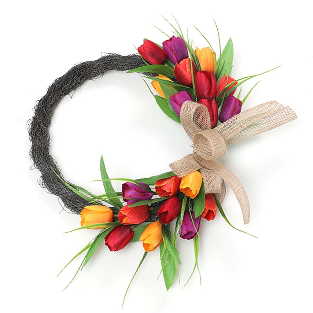 Artificial Flower Wreath 40cm Spring   Wreath Front Door Decoration for Indoor Outdoor