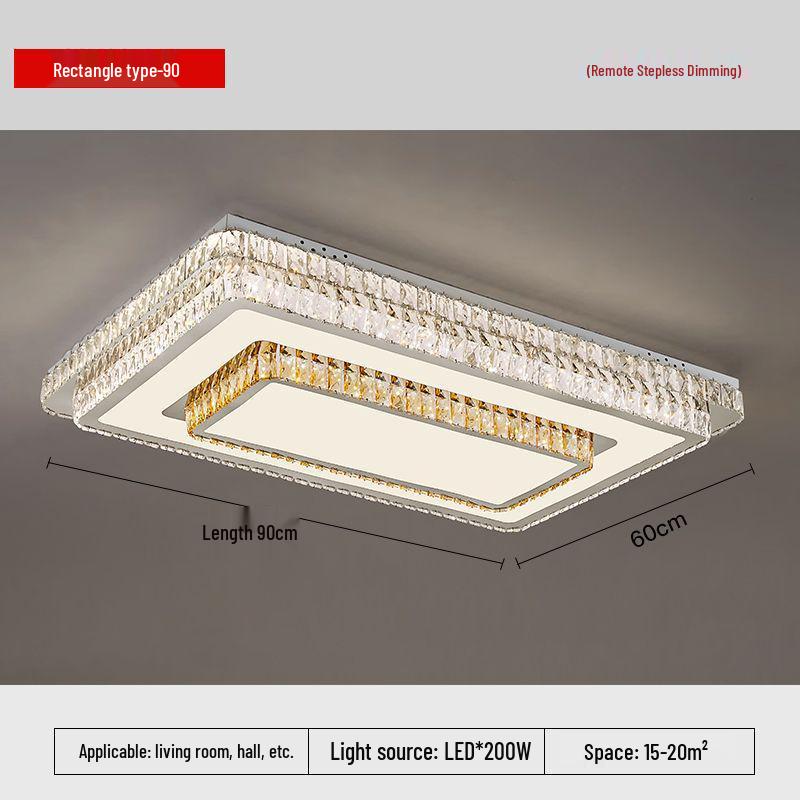 

2025 Modern Rectangular Crystal Ceiling Light for Living Room, Bedroom, or Restaurant Mijia Smart Voice [Speaker Not Included]