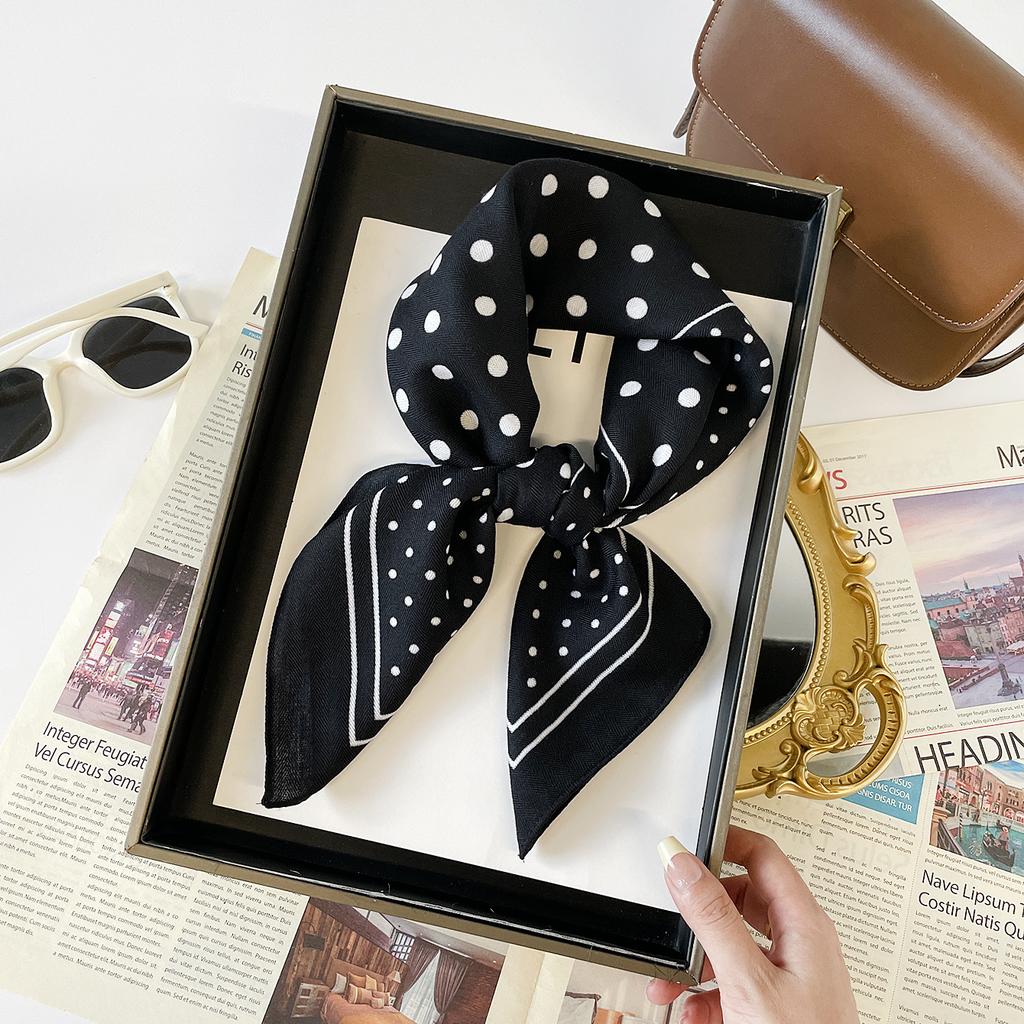 68 * 68 new summer light and thin contrasting color herringbone pattern square scarf personalized polka dot silk scarf bag head scarf polka dot