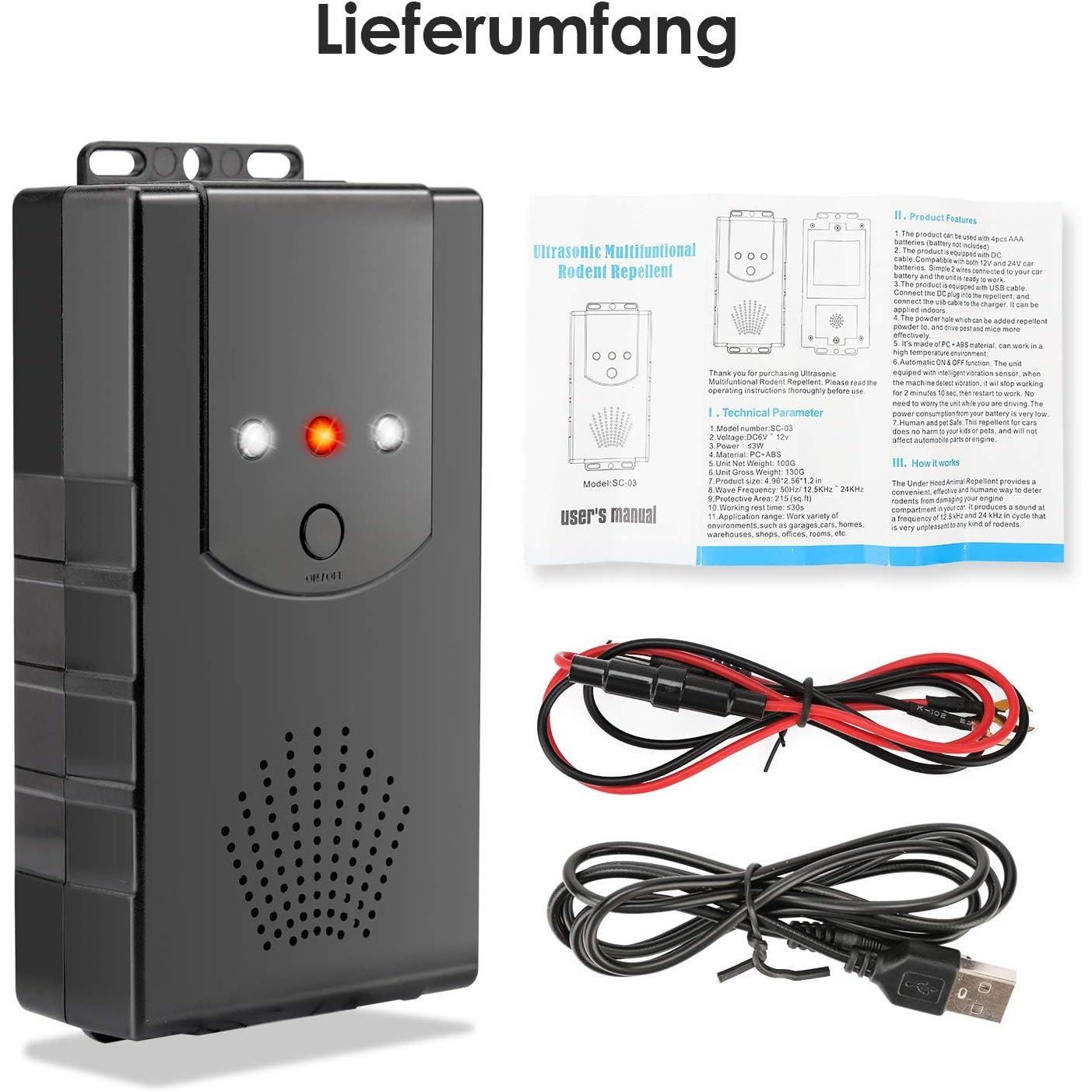 

Автомобиль-отпугиватель куницы, эффективный автомобиль-репеллент куницы с ультразвуковой и светодиодной вспышкой, с питанием от USB или аккумулятора, подходит для грузовиков, дома 13*7.5*7cm чёрный