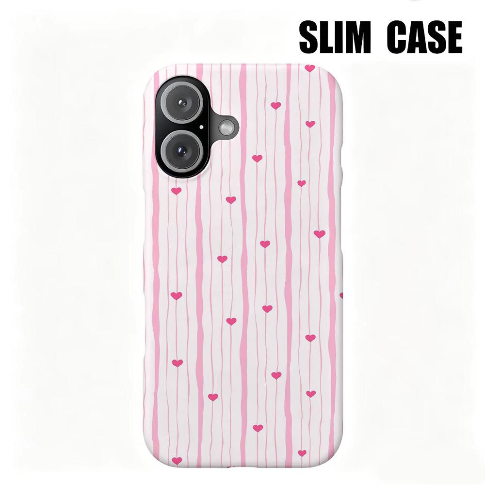 Ins Pink Love Striped Girl Heart Film Mobile Phone Case for iPhone17Pro Apple 14 Spot Wholesale