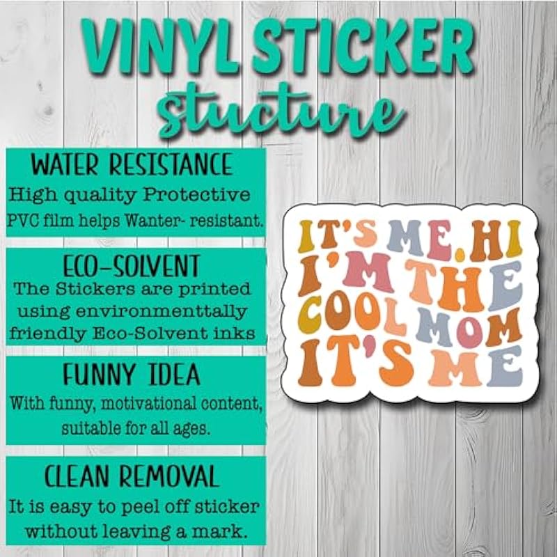 It's Me Hi I'm The Cool Mom It's Me Sticker Decorate Books Laptop Phone Water Bottles Kindles Stickers  3" Inch