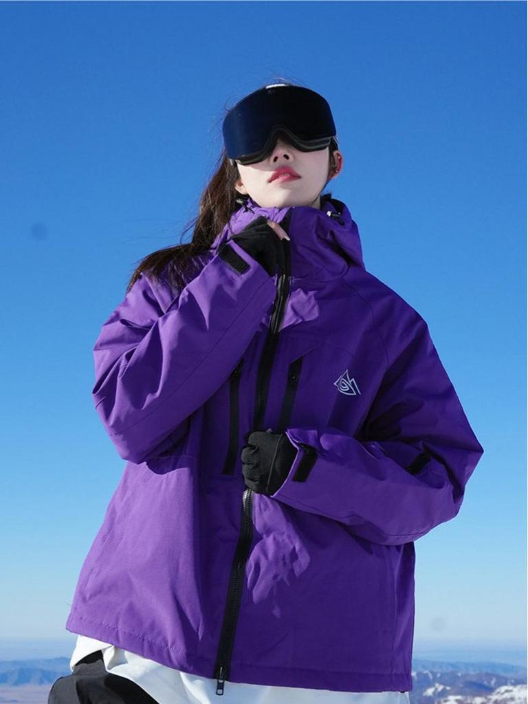 Unisex Purple Ski Suit Set -40℃ Cold Protection, Autumn/Winter Mountaineering Jacket