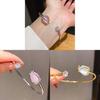 Zircon Cat Eye Flower Open Cuff Bracelet With Stones For Fashion Women