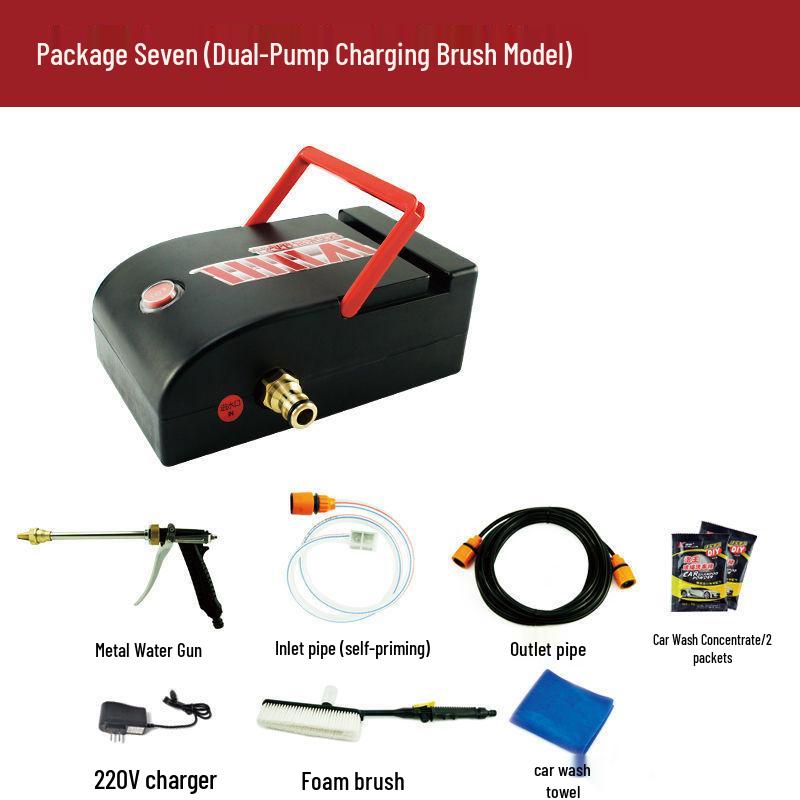 Portable High-Pressure Car Wash Machine: Double Pump Self-Priming Water Gun for Household Use