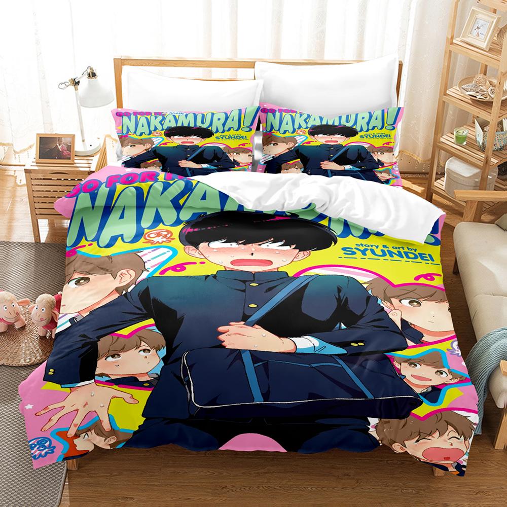 Go For It, Nakamura-kun!! Anime Bedding Set Duvet Cover + 2 Pillowcases Soft Bed Linen Multi Sizes Manga Fan Bedroom Decor Gift