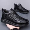 Men's shoes business casual leather shoes men's British season velvet mid-top cotton shoes Martin boots