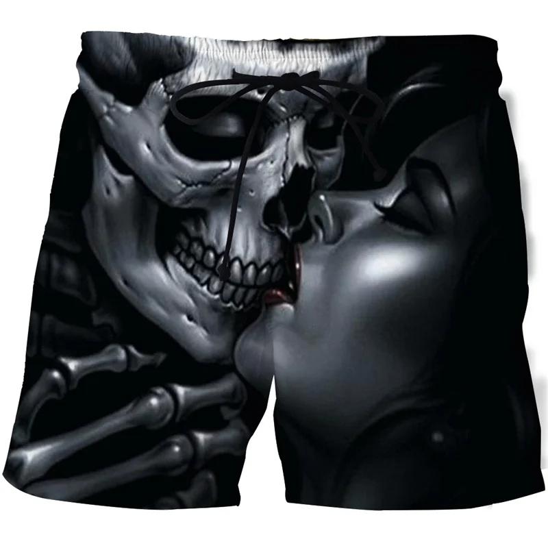 Skeleton Dark Skull Ghost Horror Boxing Shorts Pants 3D Print Fighting Training Unisex Men Women Quick Dry Fitness Gym Sport Workout Casual Streetwear