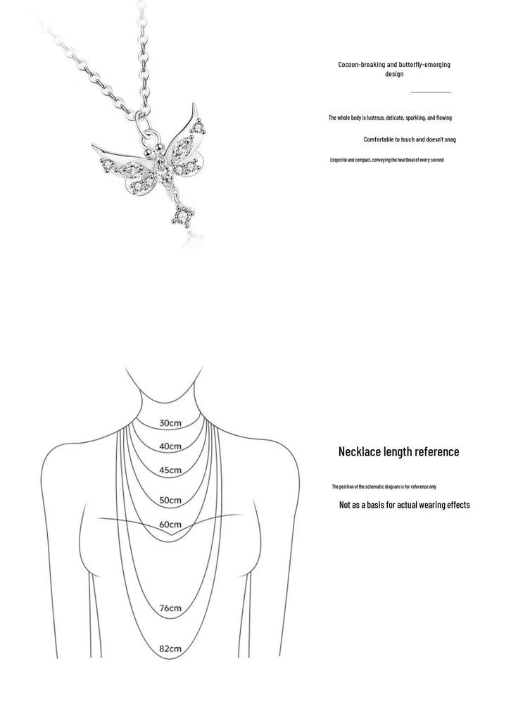 Vergoldete Schmetterling-Liebes-Anhänger-Halskette mit Quaste Schlüsselbein-Kette für Damen