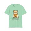 Unisex Softstyle T-Shirt Creme Kätzchen Lustig Ich bin nur wegen der Brühe hier Cartoon