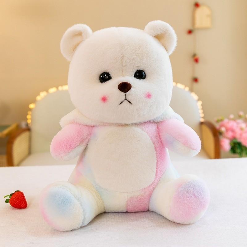 Tie Dye Cute Colored Teddy Bear Plush Toy Pillow For Childrens Bedroom Gift And