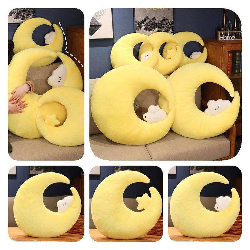Cute Cartoon Moon And Star Plush Pillow Toy For Girls