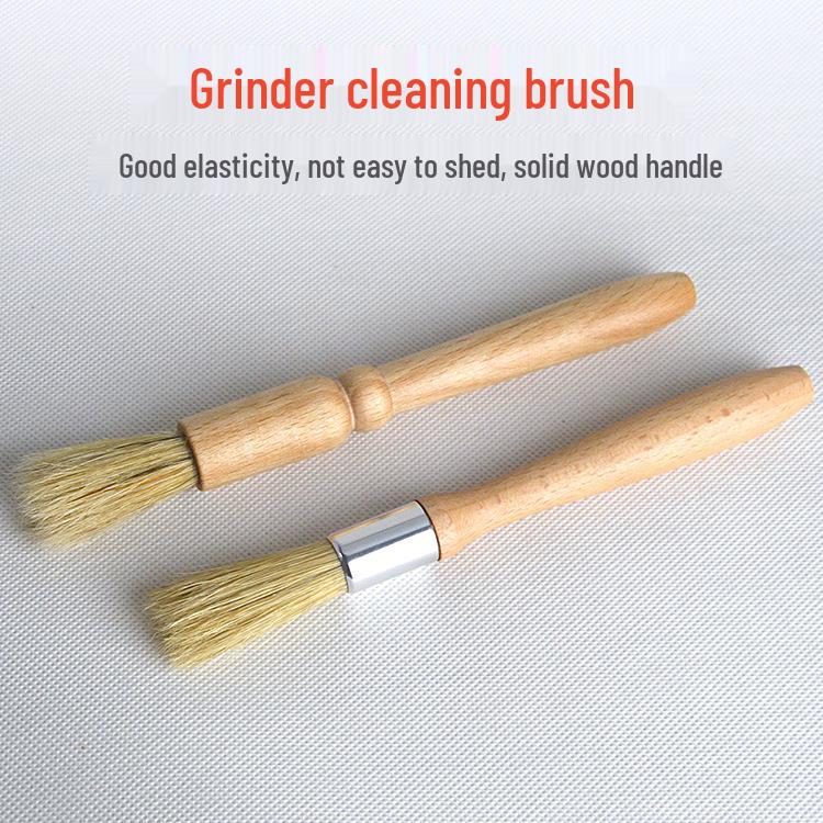 Bristle Brush with Raw Wood Handle for Coffee Grinder & Machine Cleaning Round Handle Bristle Brush