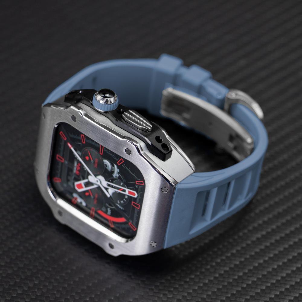 Stainless Steel Modification Kit For Apple Watch 8 Ultra 49mm 7 6 5 4 SE 44MM 45MM Case Sport ONLY Band iWatch Rubber Refit Mod