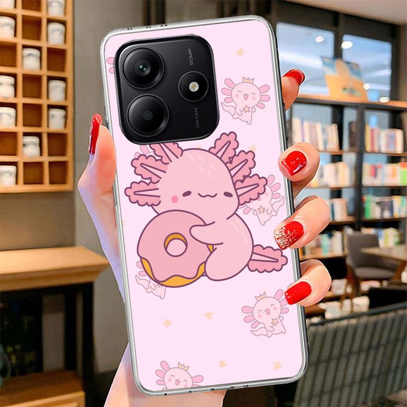 Cute Axolotl Kawaii Phone Case For Xiaomi Redmi Note 15 14 13 12 11 10 Pro Plus 14S 12S 11S 11T 11E 10S Soft Fundas Shell Redmi