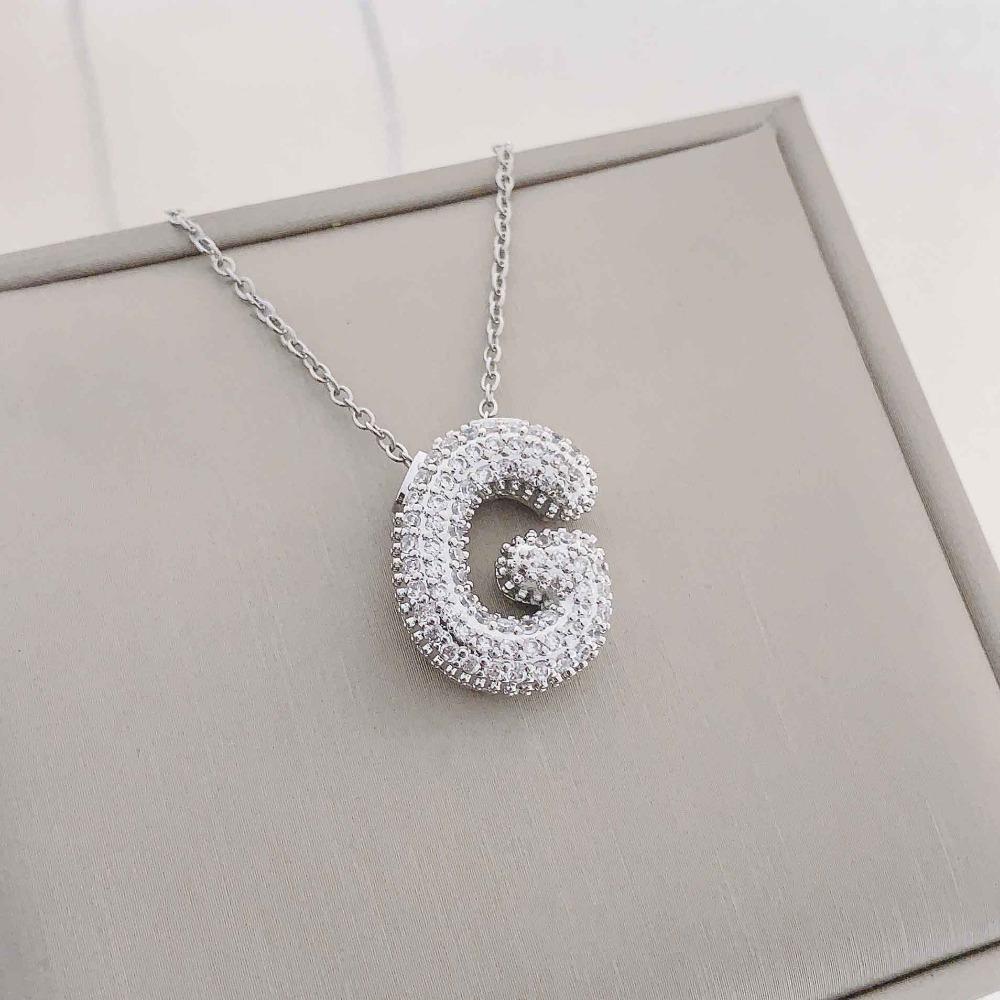 Necklace Female English Alphabet Necklace Female Hip Hop Full Zircon Delicate Clavicle Chain Personality Necklace