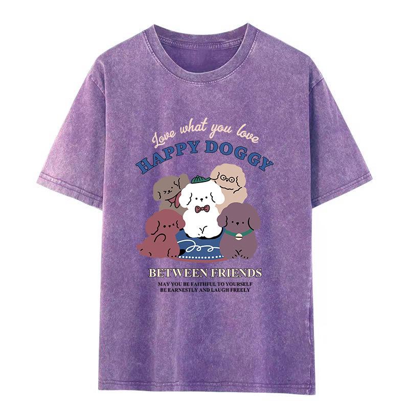 

American Retro Trendy Men s Distressed Washed T-shirt, Loose Fit, Plus Size, Short Sleeve, Summer 2026. 2XL фіолетовий