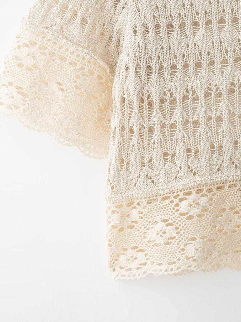 2026 Spring European & American Women's Hollow Knit Top
