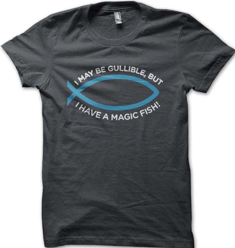 MAGIC FISH I am gullible funny printed t-shirt OZ9145 M